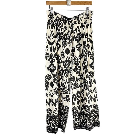 Boho Me Elastic Waist Wide Leg Casual Pants Ikat Print Size Medium - Picture 2 of 6